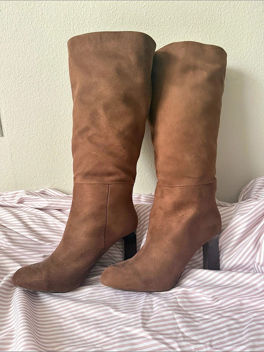 Brown Heeled Knee-High Boots